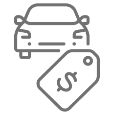 Vehicle with sales tag icon